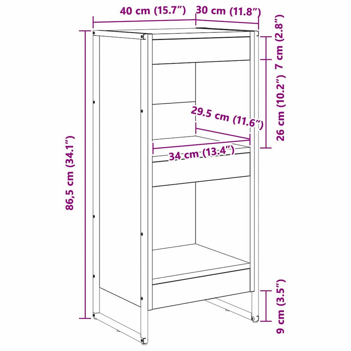 Bogskab Sort eg 40 x 30 x 86,5 cm Konstrueret træ