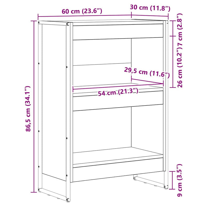 Bogskab Sort eg 60 x 30 x 86,5 cm Konstrueret træ