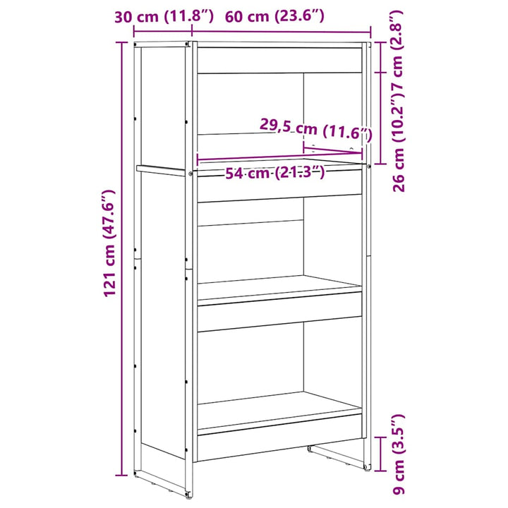 Bogskab Gammelt træ 60 x 30 x 121 cm Konstrueret træ