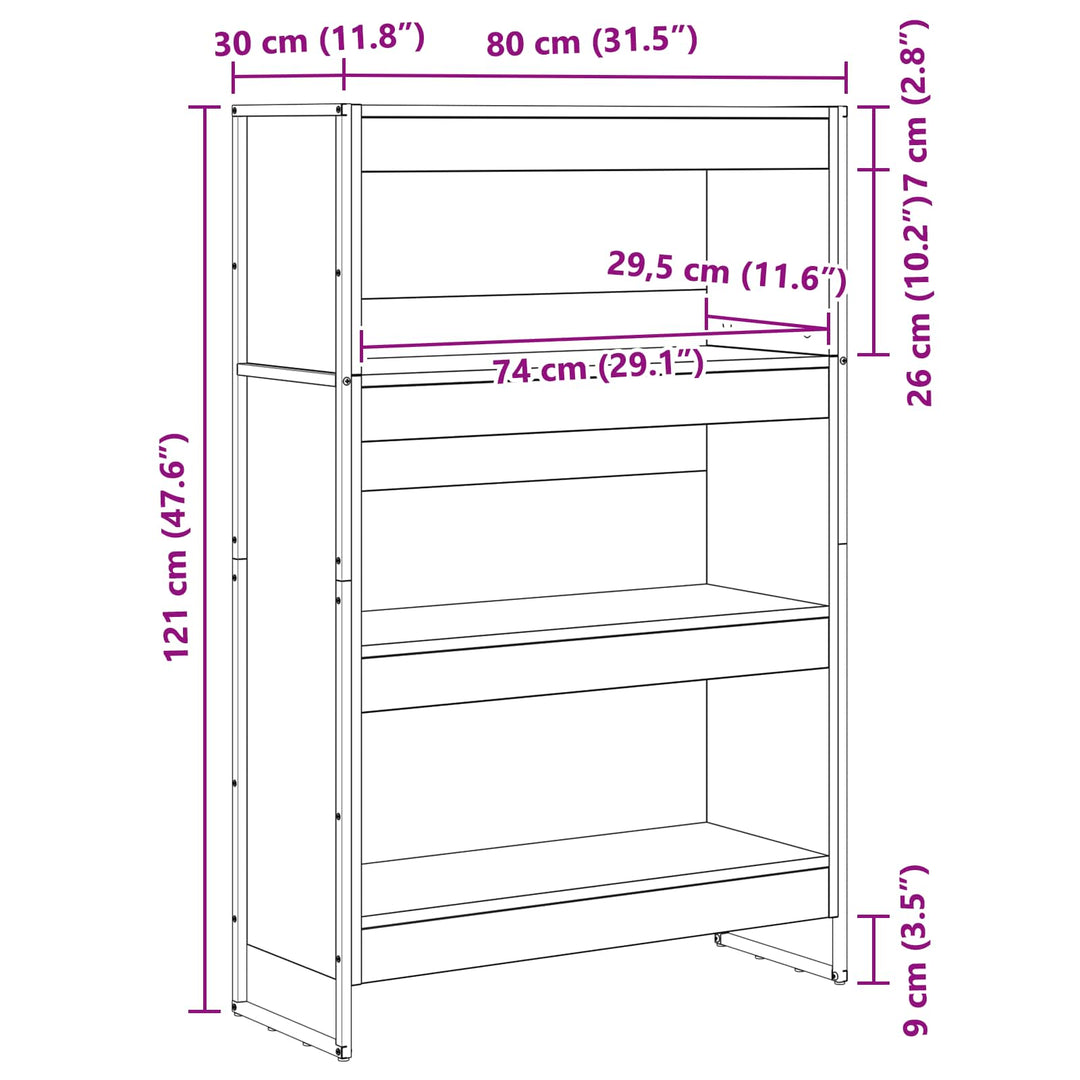 Bogskab Røget Eg 80 x 30 x 121 cm Konstrueret træ