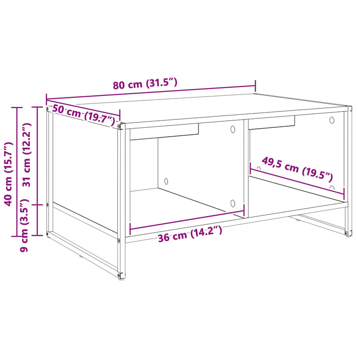 Sofabord Gammelt træ 80 x 50 x 40 cm Konstrueret træ