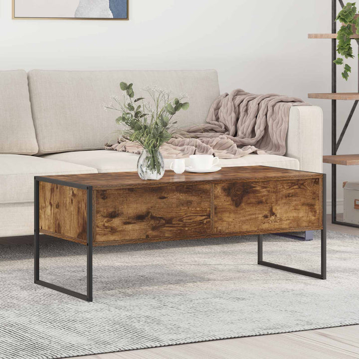 Sofabord med skuffe Røget Eg 100 x 46 x 40 cm Konstrueret træ
