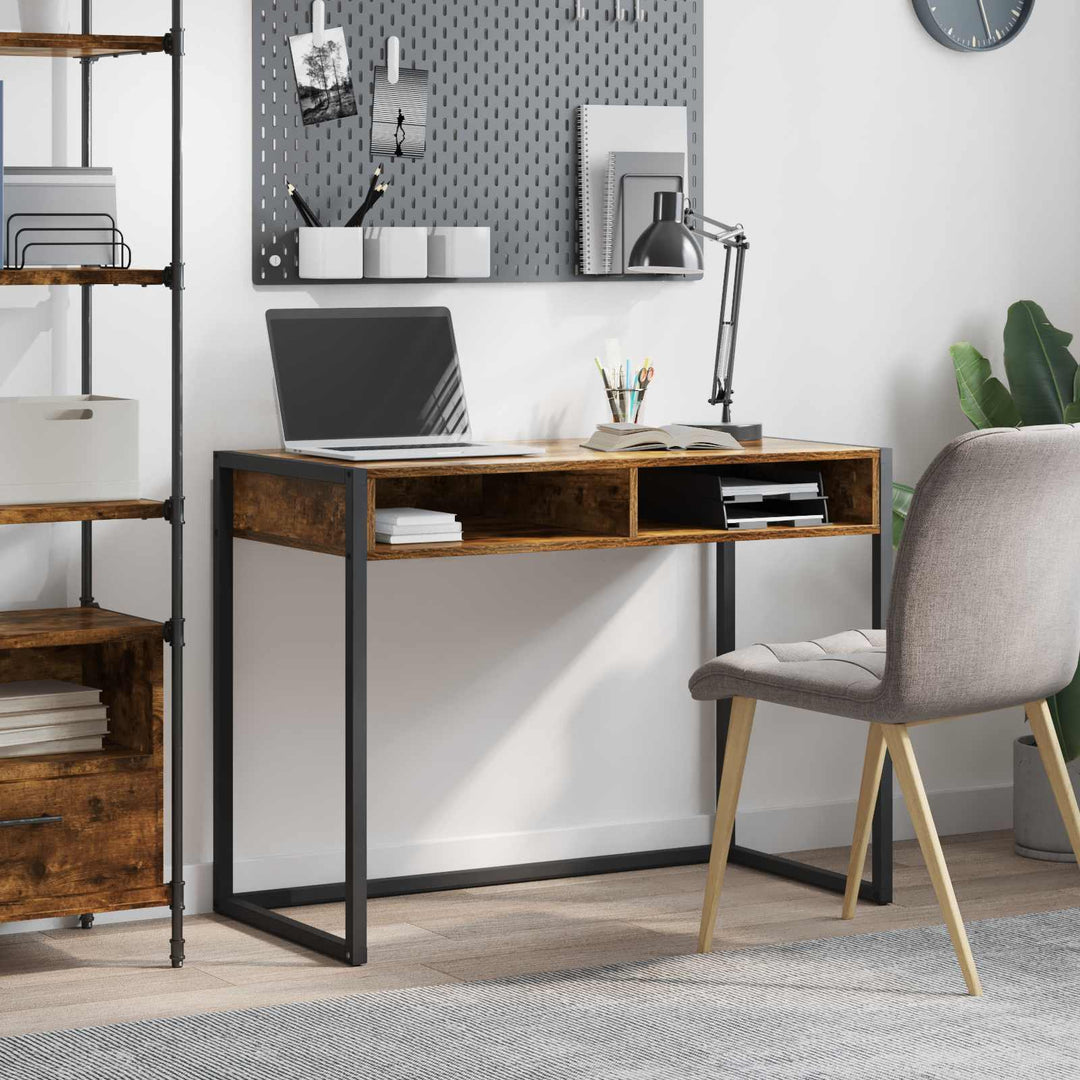 Bord med opbevaring Røget Eg 100 x 50 x 75 cm Konstrueret træ