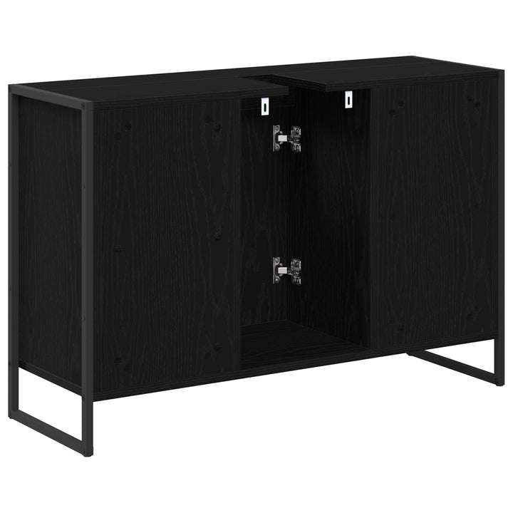 Badeværelsesskab Sort eg 90 x 30 x 60 cm Konstrueret træ