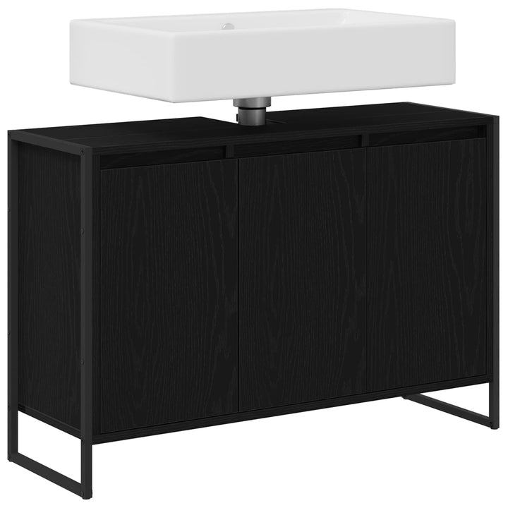 Badeværelsesskab Sort eg 90 x 30 x 60 cm Konstrueret træ