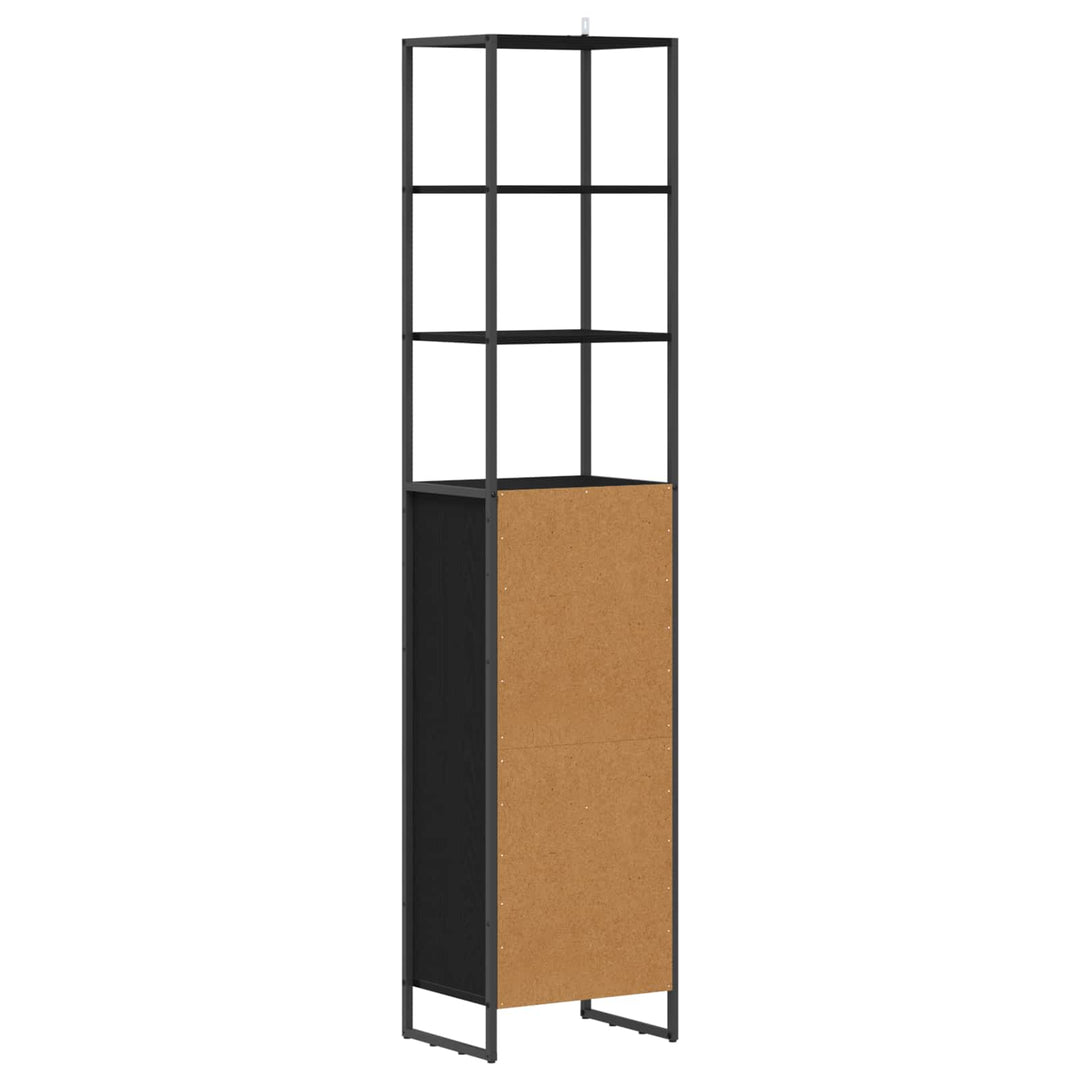 Badeværelsesskab Sort eg 40 x 30 x 180 cm Konstrueret træ