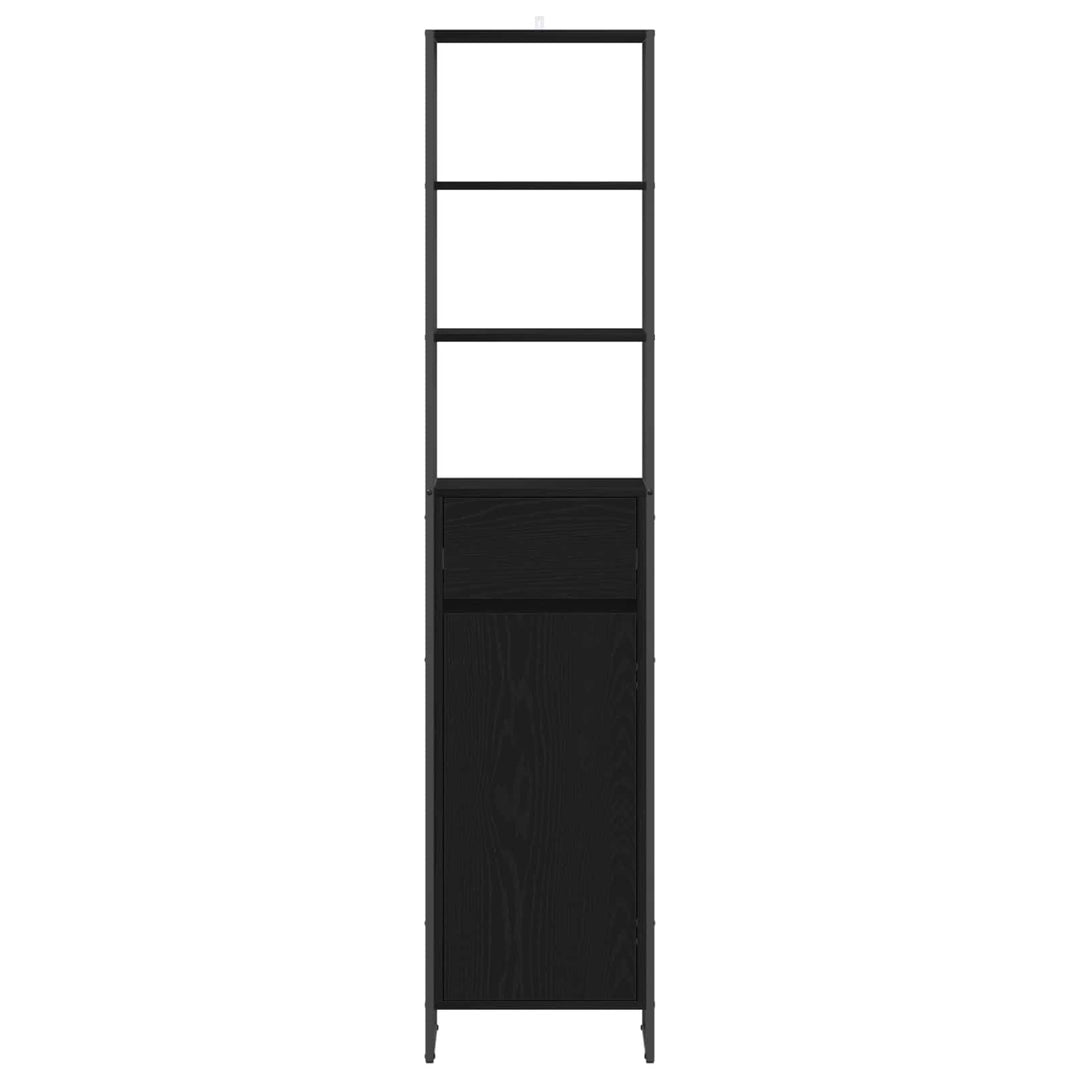 Badeværelsesskab Sort eg 40 x 30 x 180 cm Konstrueret træ