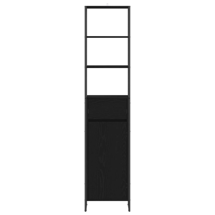 Badeværelsesskab Sort eg 40 x 30 x 180 cm Konstrueret træ