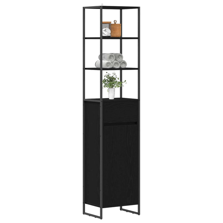 Badeværelsesskab Sort eg 40 x 30 x 180 cm Konstrueret træ