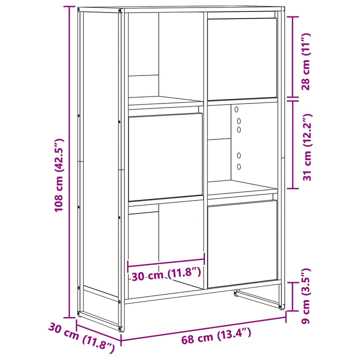 Bogskab Røget Eg 68 x 30 x 108.5 cm Konstrueret træ