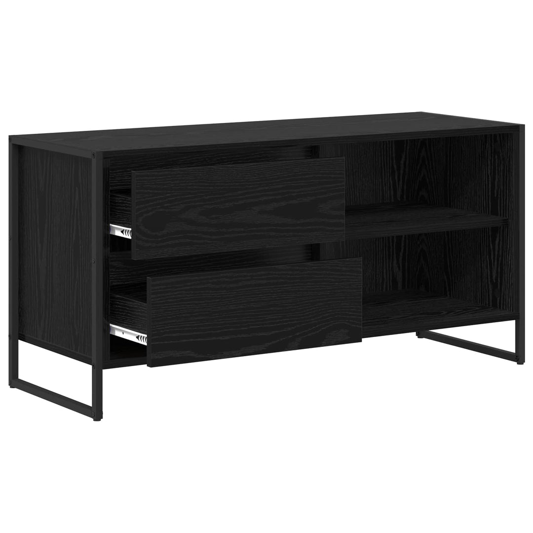 TV-skab med skuffe Sort eg 100 x 36 x 49,5 cm Konstrueret træ