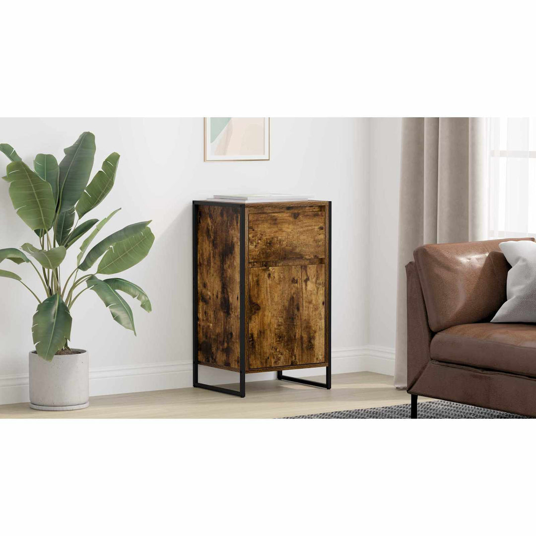 Sideboard med skuffe Røget Eg 43 x 36 x 75,5 cm Konstrueret træ