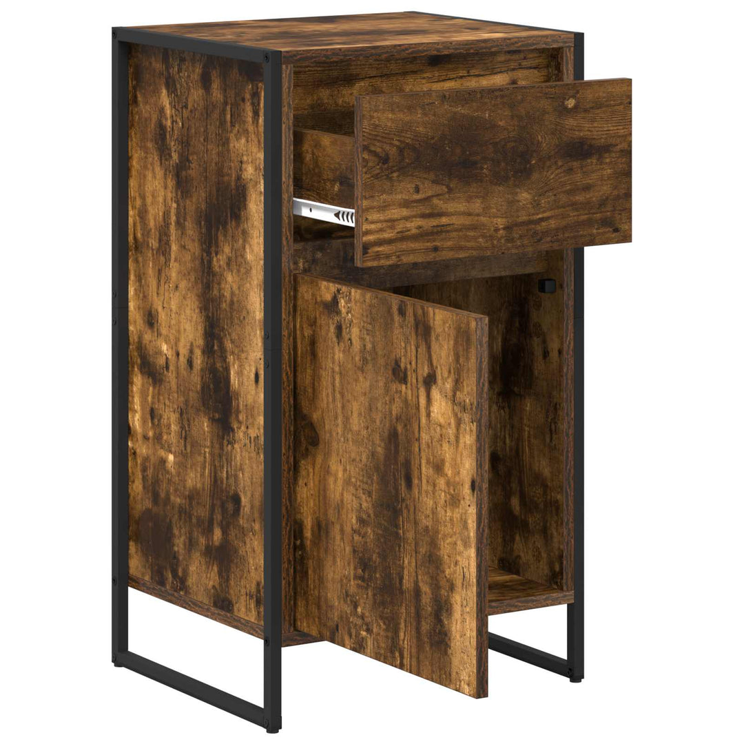 Sideboard med skuffe Røget Eg 43 x 36 x 75,5 cm Konstrueret træ