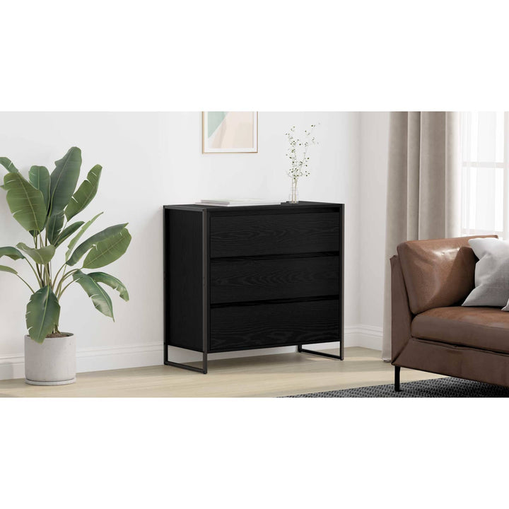 Sideboard med skuffe Sort eg 79 x 36 x 75.5 cm Konstrueret træ