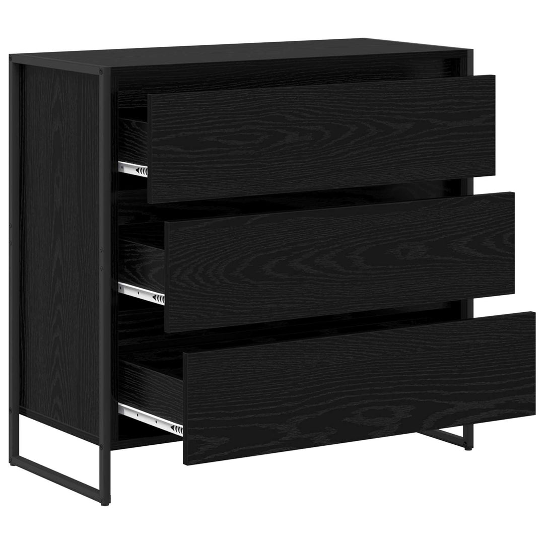 Sideboard med skuffe Sort eg 79 x 36 x 75.5 cm Konstrueret træ