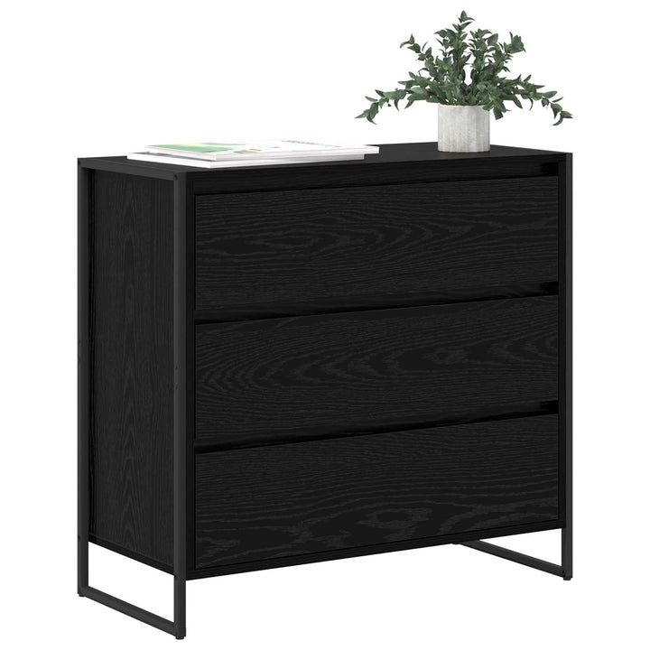 Sideboard med skuffe Sort eg 79 x 36 x 75.5 cm Konstrueret træ