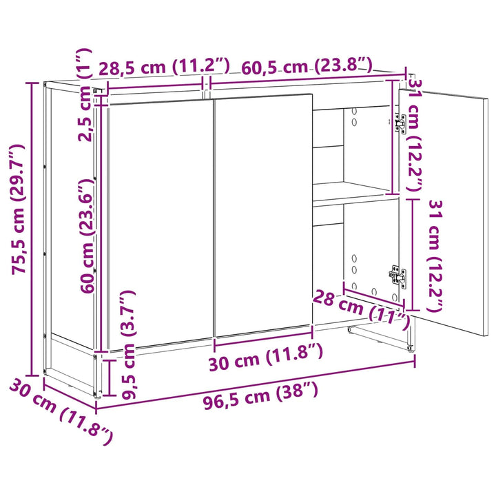 Sideskab Gammelt træ 96,5 x 30 x 75 cm Konstrueret træ
