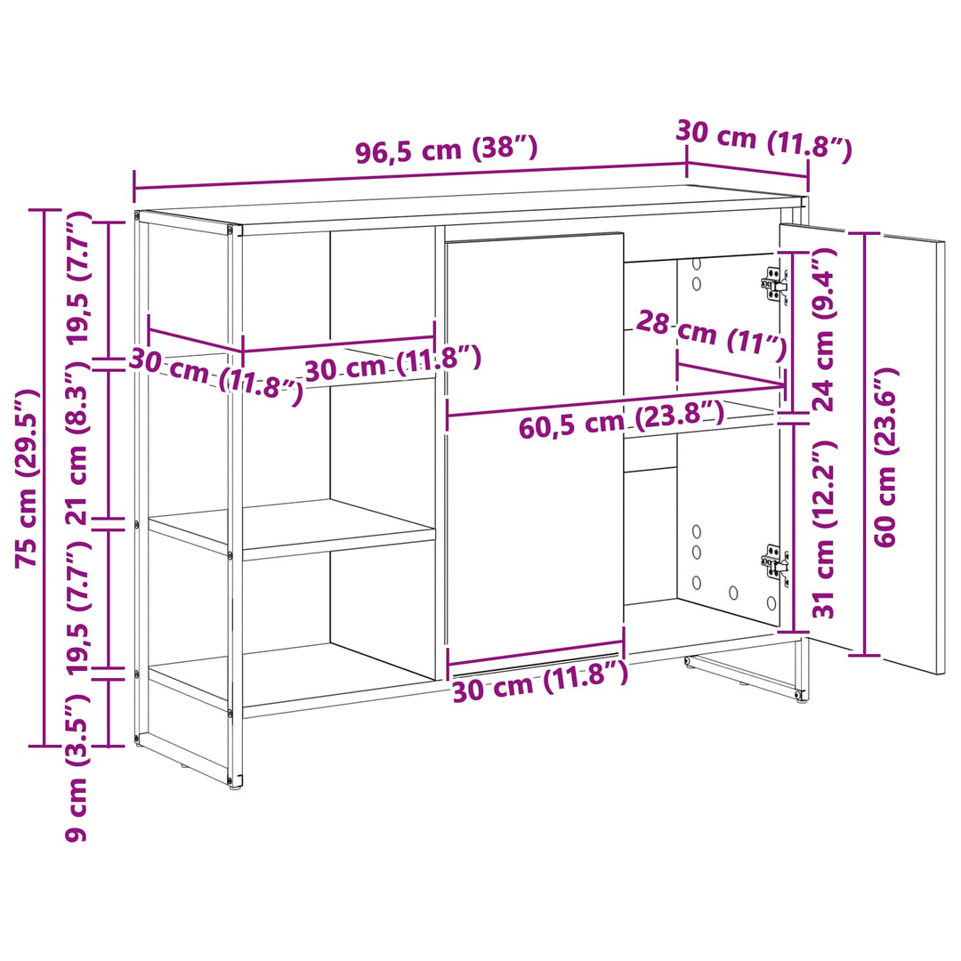 Sideskab Sort eg 96.5 x 30 x 75 cm Konstrueret træ