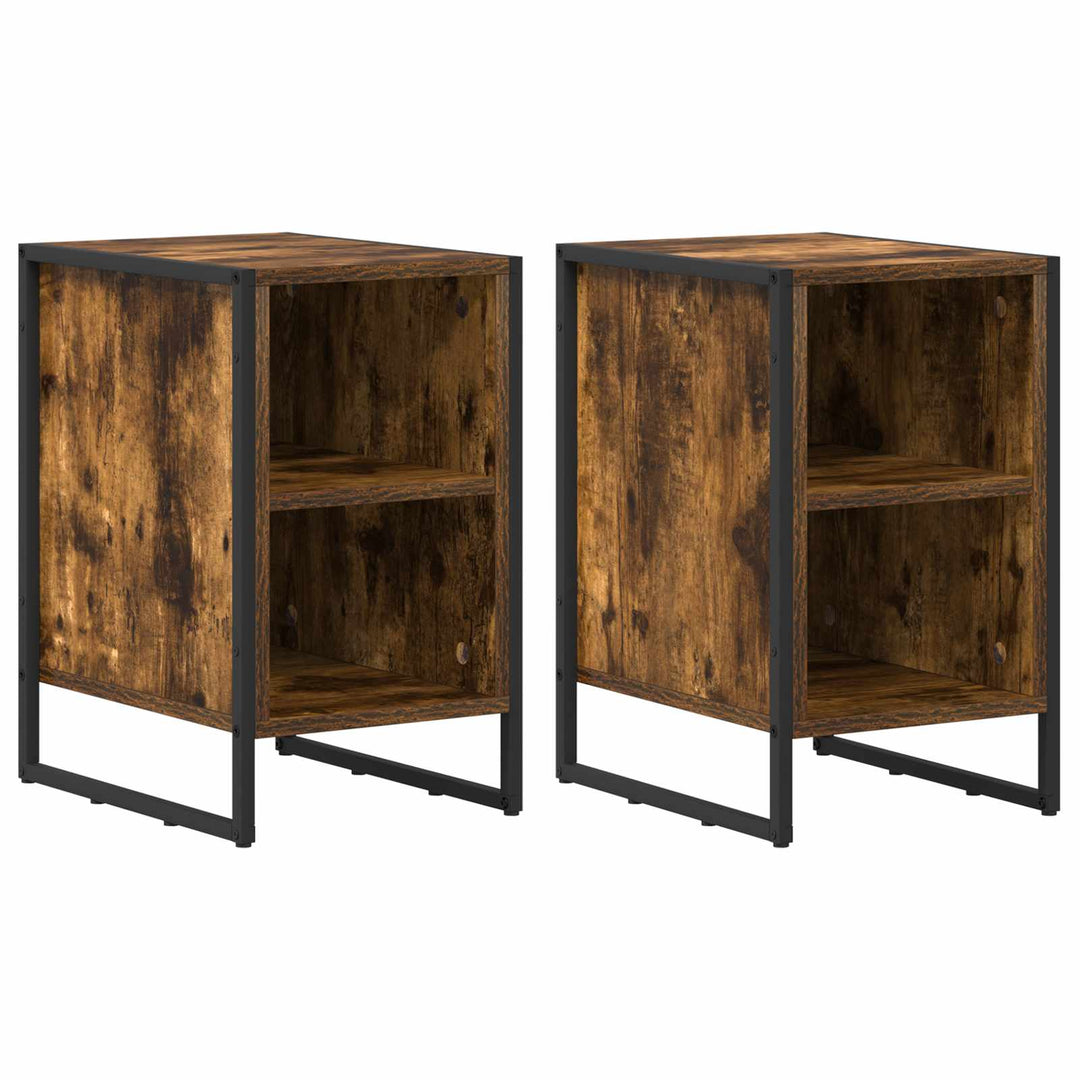Sengebord 2 pcs Røg Eg 39,5 x 30 x 50 cm Konstrueret træ
