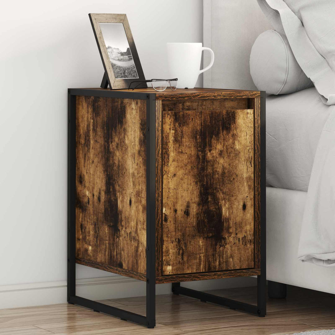 Sengebord 2 pcs Røget Eg 39,5 x 30 x 50 cm Konstrueret træ