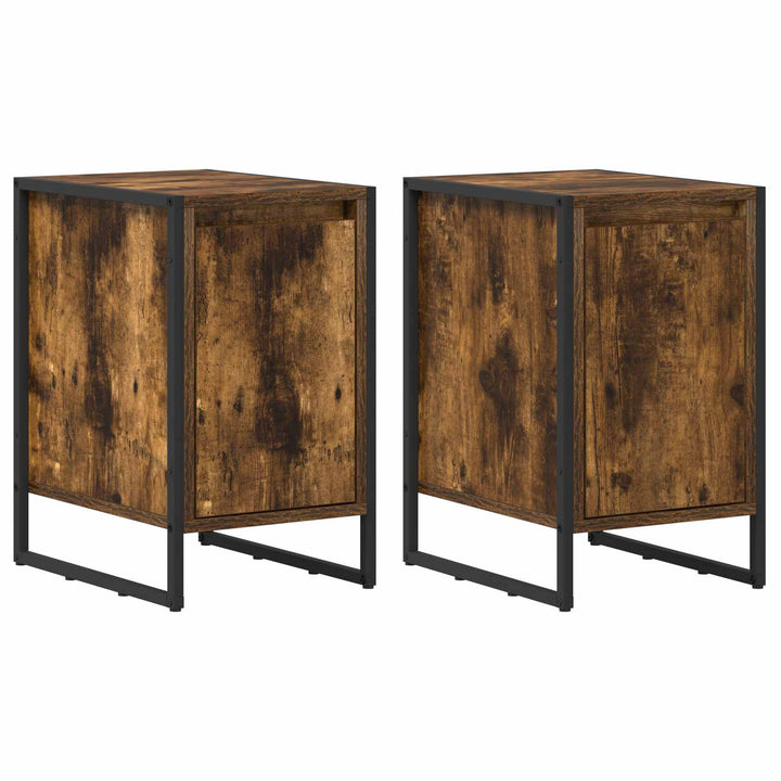 Sengebord 2 pcs Røget Eg 39,5 x 30 x 50 cm Konstrueret træ