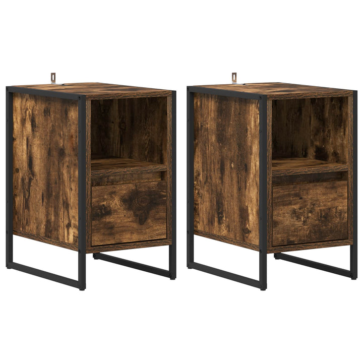 Sengebord 2 pcs Røget Eg 39,5 x 30 x 50 cm Konstrueret træ