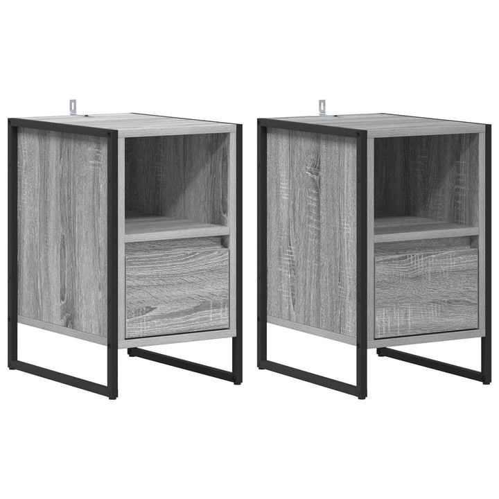 Sengebord 2 pcs Grå Sonoma 39,5 x 30 x 50 cm Konstrueret træ