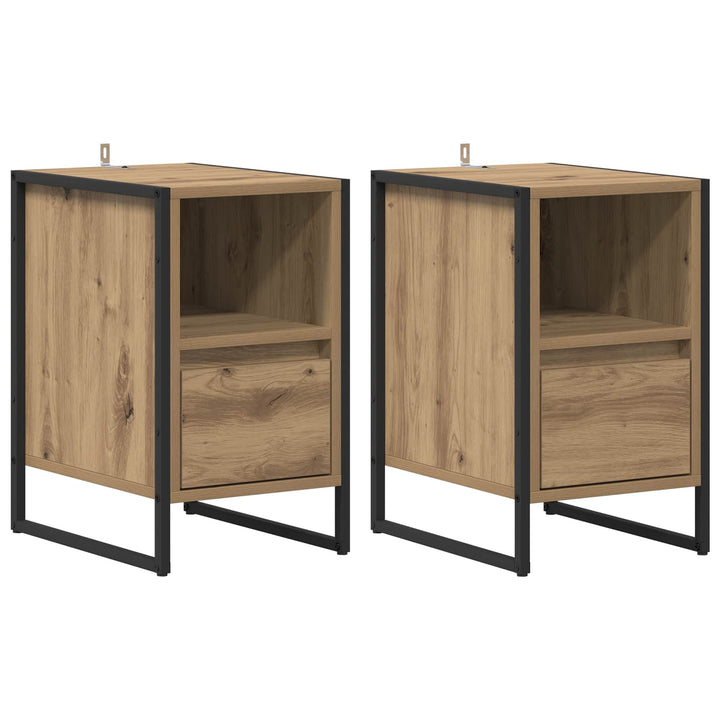 Sengebord 2 pcs Artisan eg 39,5 x 30 x 50 cm Konstrueret træ