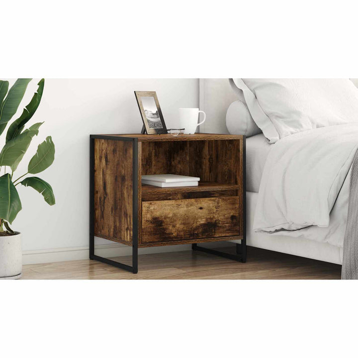 Sengebord 2 pcs Røget Eg 50 x 39,5 x 50 cm Konstrueret træ