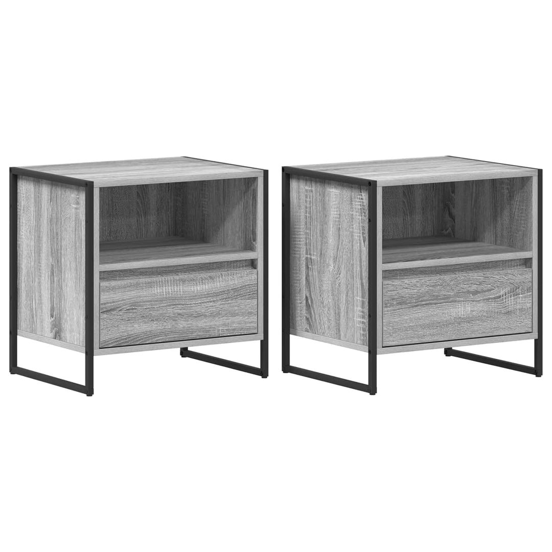 Sengebord 2 pcs Grå Sonoma 50 x 39,5 x 50 cm Konstrueret træ