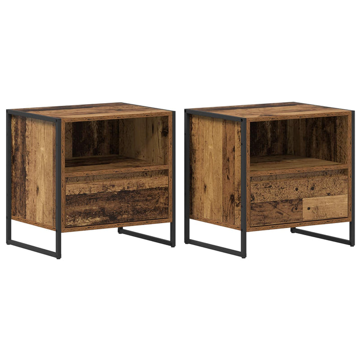 Sengebord 2 pcs Gammelt træ 50 x 39,5 x 50 cm Konstrueret træ