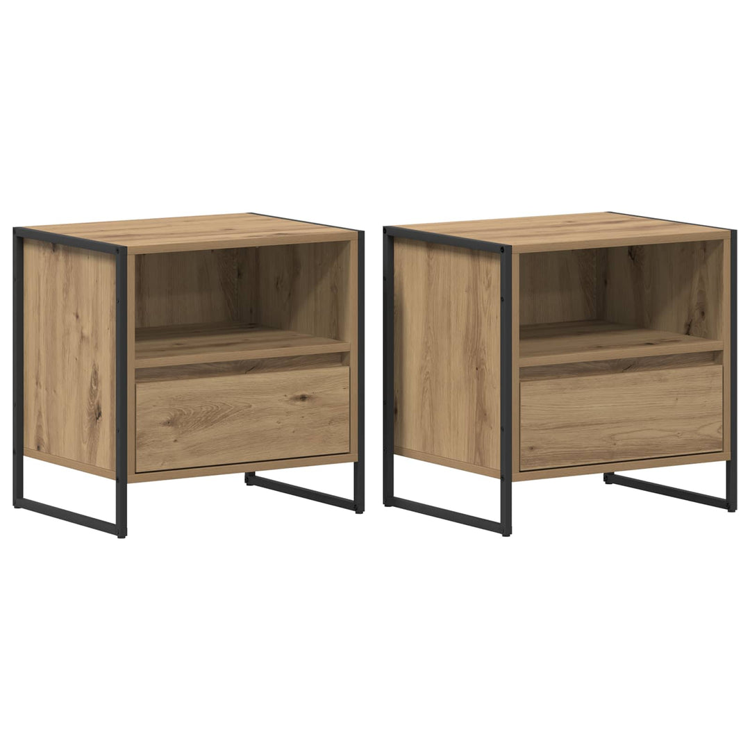 Sengebord 2 pcs Artisan eg 50 x 39,5 x 50 cm Konstrueret træ