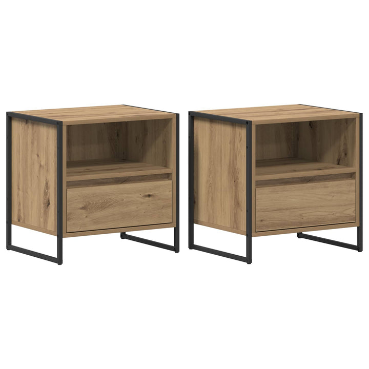 Sengebord 2 pcs Artisan eg 50 x 39,5 x 50 cm Konstrueret træ
