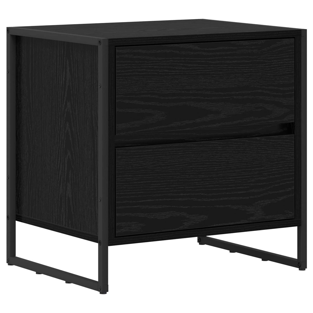 Sengebord med skuffe Sort eg 50 x 39,5 x 50 cm Konstrueret træ