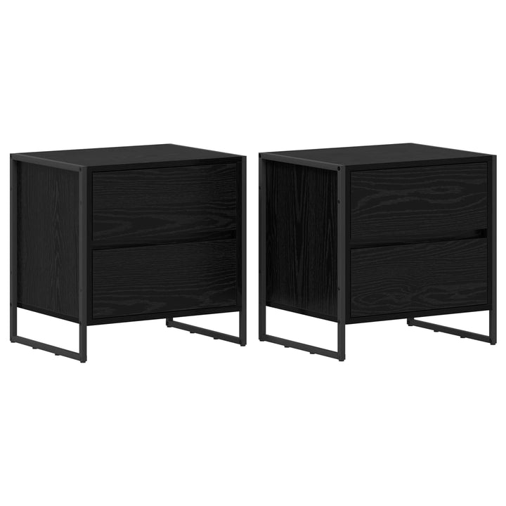 Sengebord 2 pcs Sort eg 50 x 39,5 x 50 cm Konstrueret træ