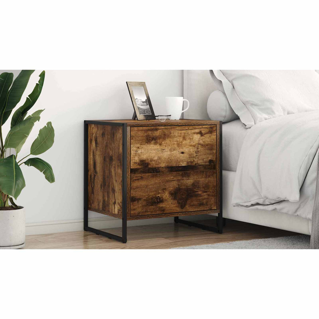 Sengebord 2 pcs Røget Eg 50 x 39,5 x 50 cm Konstrueret træ