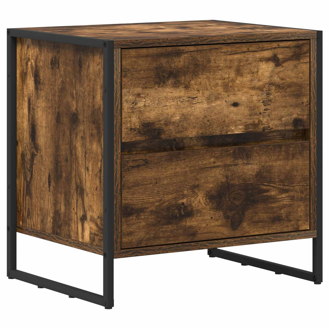 Sengebord 2 pcs Røget Eg 50 x 39,5 x 50 cm Konstrueret træ
