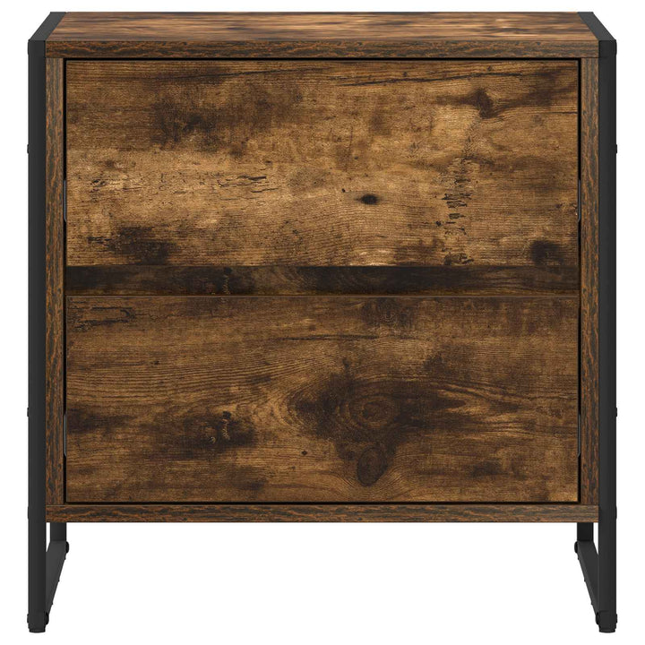 Sengebord 2 pcs Røget Eg 50 x 39,5 x 50 cm Konstrueret træ