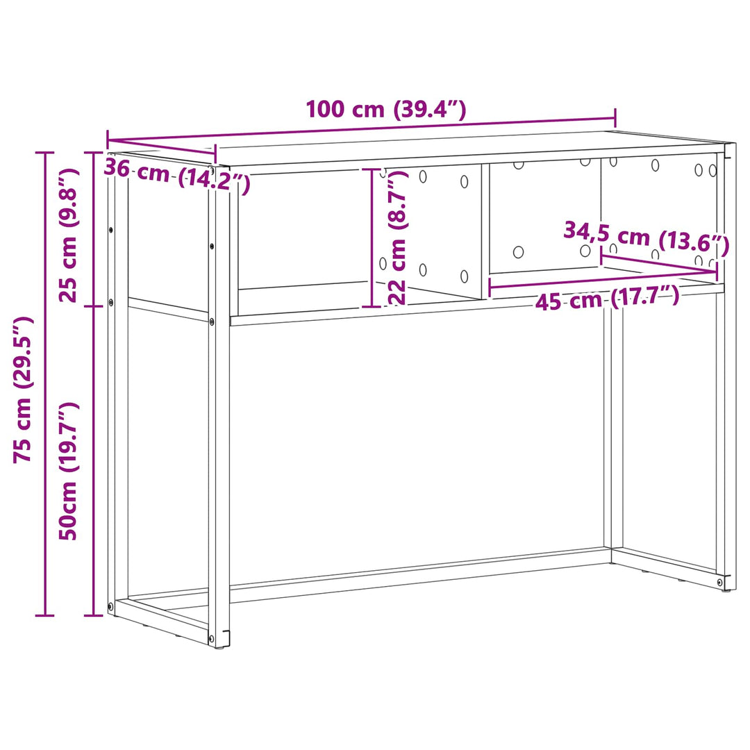 Endebord Sort eg 100 x 36 x 75 cm Konstrueret træ