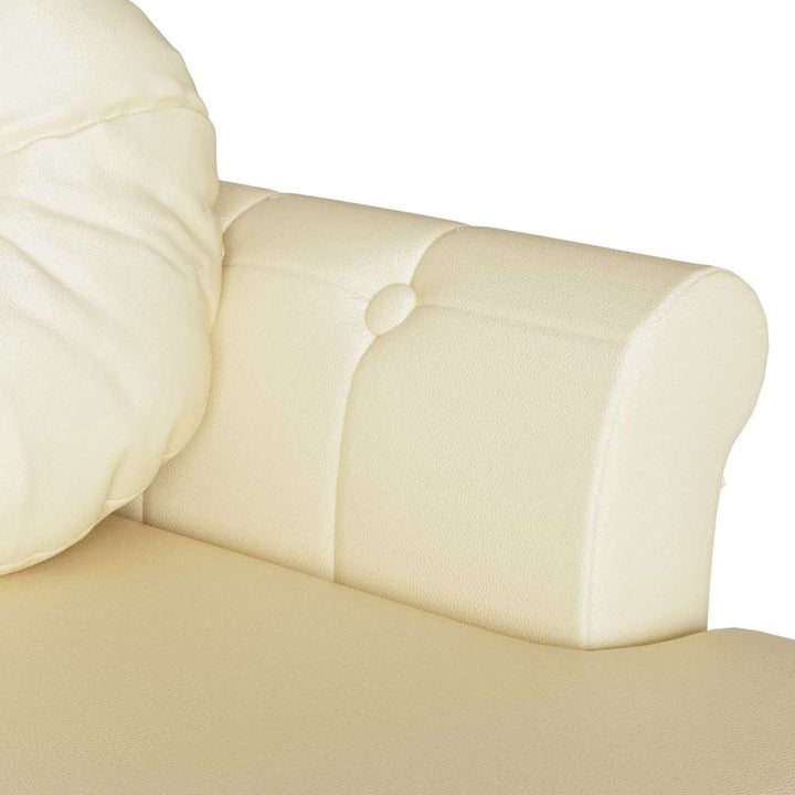 Chesterfield bænk med pude Creme 120.5 x 65 x 75 cm Faux læder