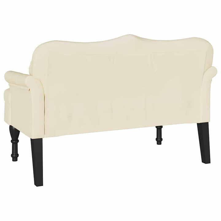 Chesterfield bænk med pude Creme 120.5 x 65 x 75 cm Faux læder