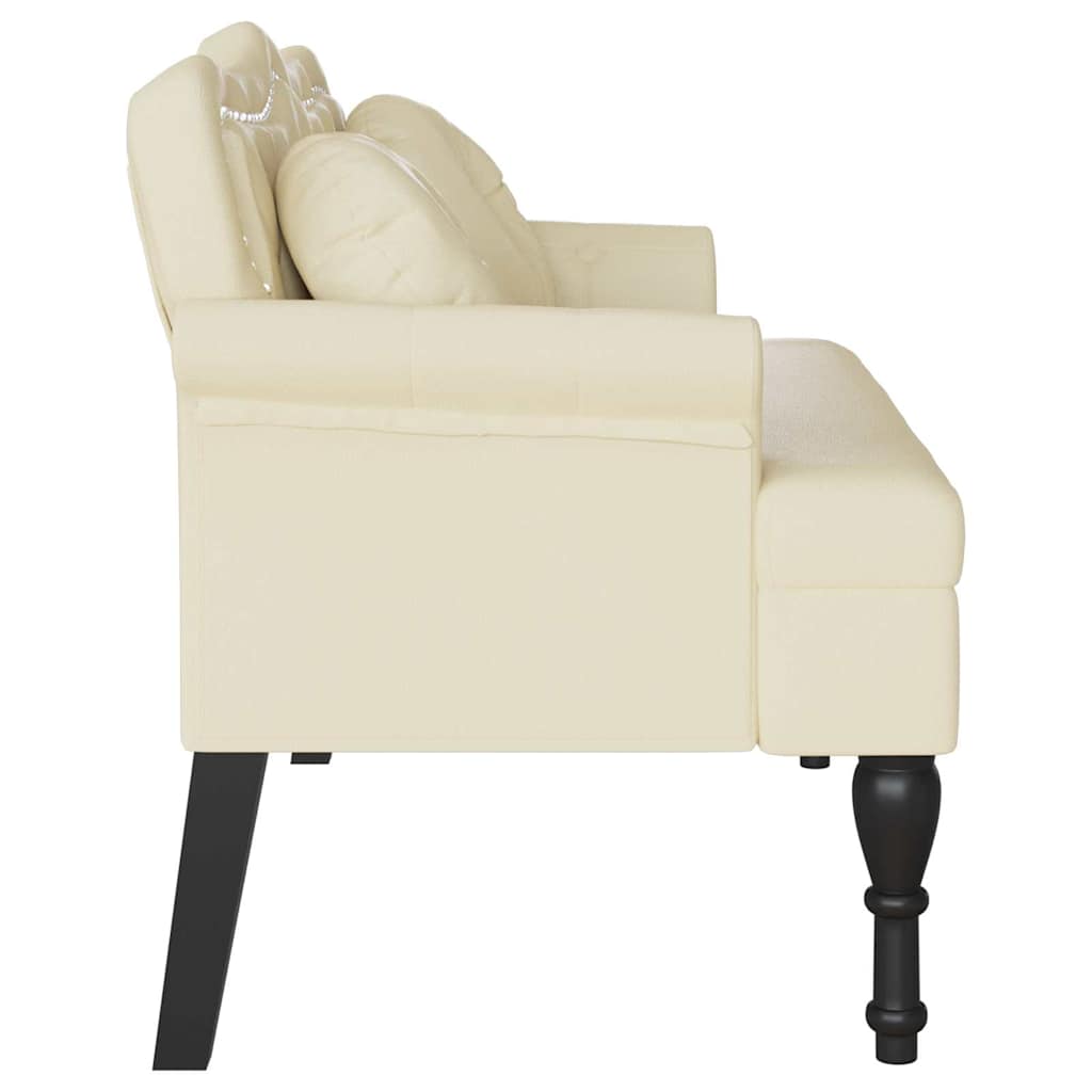 Chesterfield bænk med pude Creme 120.5 x 65 x 75 cm Faux læder