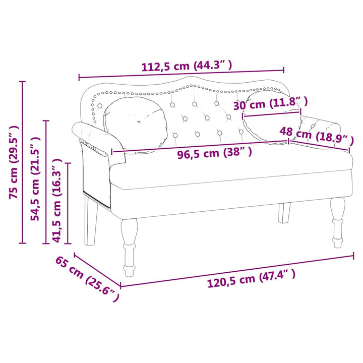 Chesterfield bænk med pude Creme 120.5 x 65 x 75 cm Faux læder