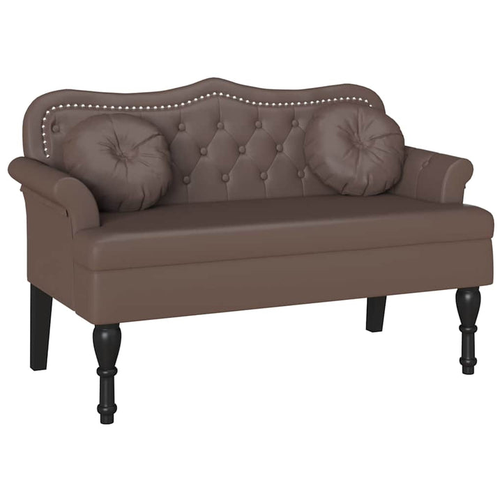 Chesterfield bænk med pude Brun 120.5 x 65 x 75 cm Faux læder