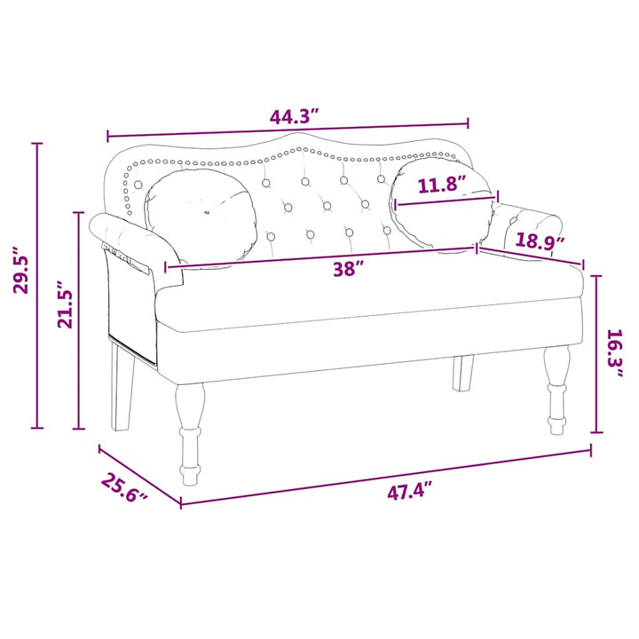 Chesterfield bænk med pude Brun 120.5 x 65 x 75 cm Faux læder