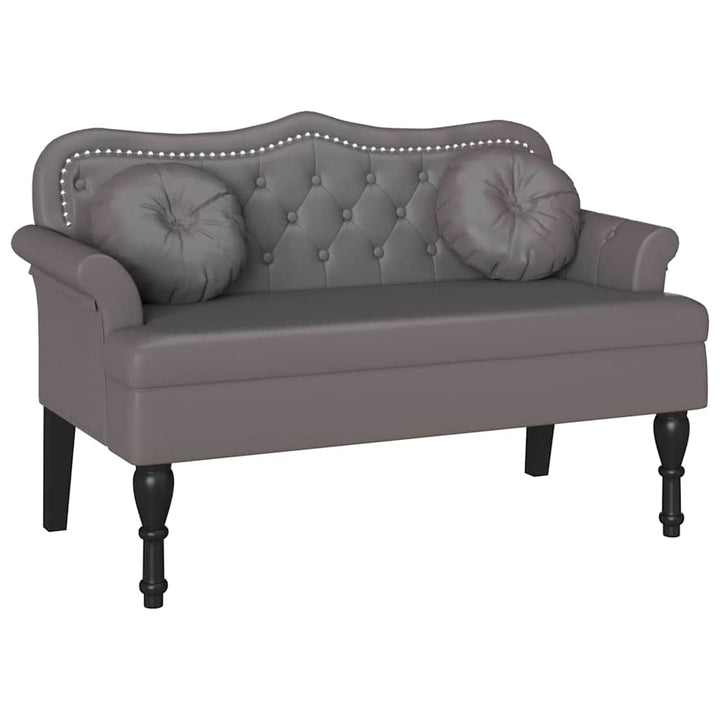 Chesterfield bænk med pude Grå 120.5 x 65 x 75 cm Faux læder