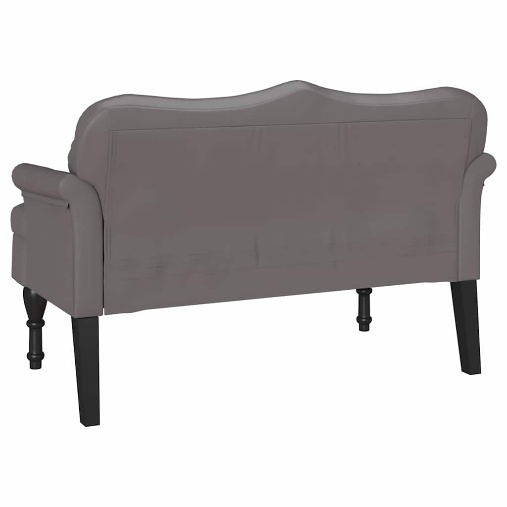 Chesterfield bænk med pude Grå 120.5 x 65 x 75 cm Faux læder
