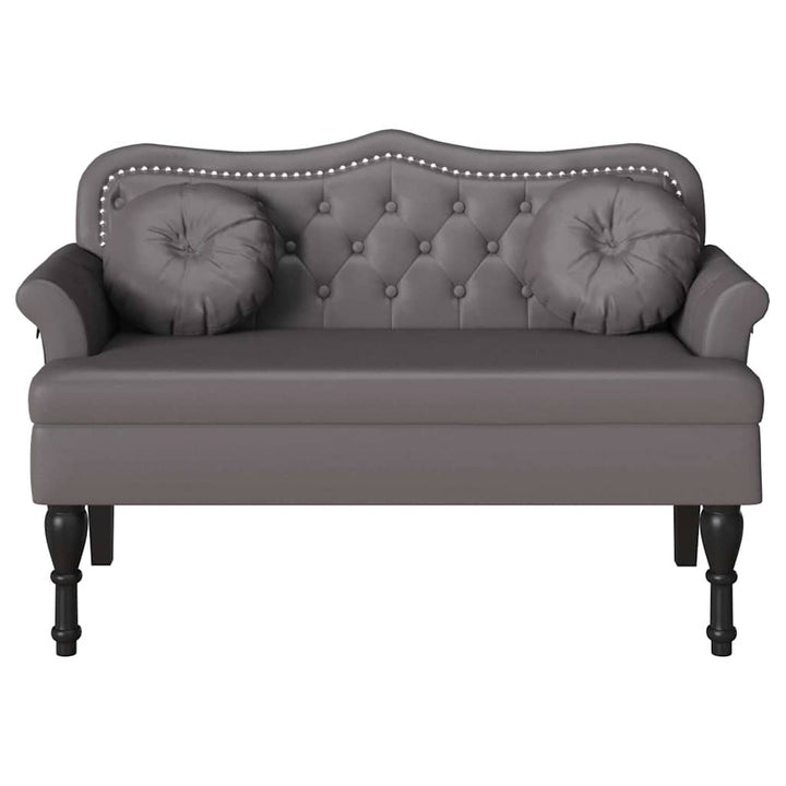 Chesterfield bænk med pude Grå 120.5 x 65 x 75 cm Faux læder