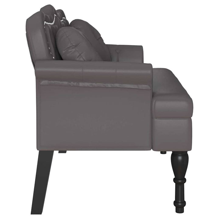 Chesterfield bænk med pude Grå 120.5 x 65 x 75 cm Faux læder