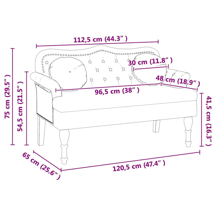Chesterfield bænk med pude Grå 120.5 x 65 x 75 cm Faux læder
